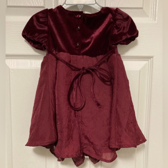 Little Lindsay Burgundy Maroon Velour with Bloomers Short Sleeve Dress - Picture 11 of 11